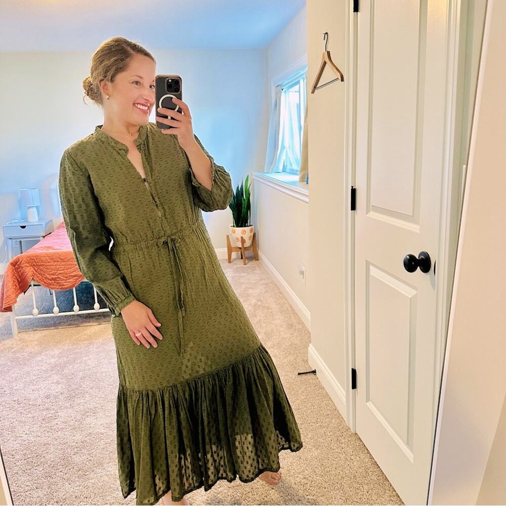 Emerson Fry India Collection Green Soft Cotton Maxi Dress Large